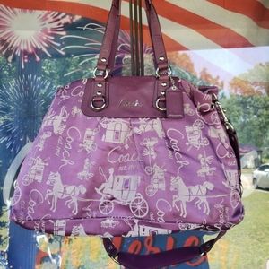 Vintage Coach Horse and Carriage Purple Handbag